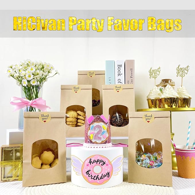 Cookie Bags for Packaging with Window Tin Tie Tab Lock & Thank You Sticker - Image 4