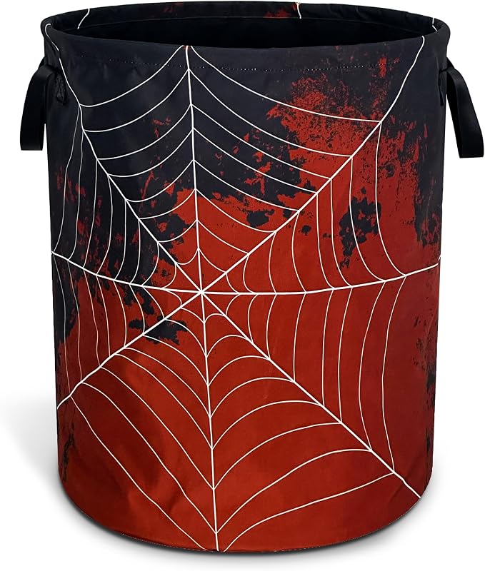 Spider Web Laundry Basket Funny Blood Splatter Foldable Waterproof Oxford Cloth by NUTAINLA