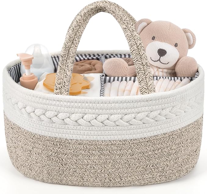 Maliton Extra Large Diaper Caddy Organizer, Cotton Rope Nursery Basket by Maliton