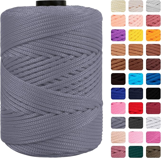 CAMAL Polypropylene Cord 3mm 185 Yards Colorful Polyester Yarn Handmade by CAMAL