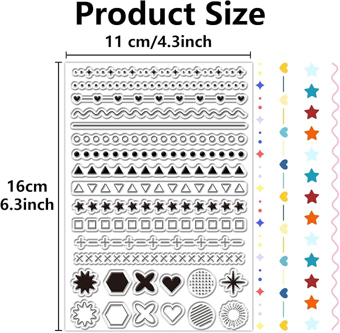 CRASPIRE Clear Silicone Stamp Round Dot Heart Star Triangle Star Burst Symbols - Image 2