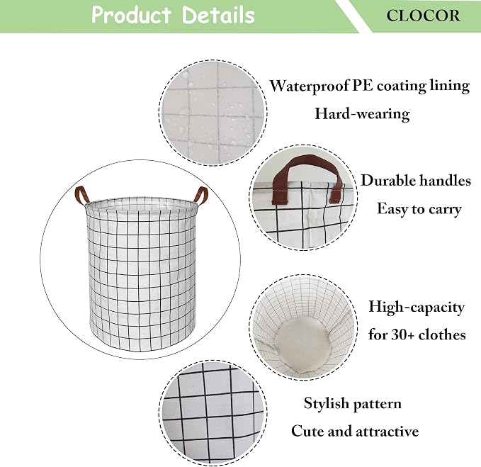 CLOCOR Collapsible Round Laundry Hamper/Large Storage Basket/Toys Bin/Boys and - Image 6
