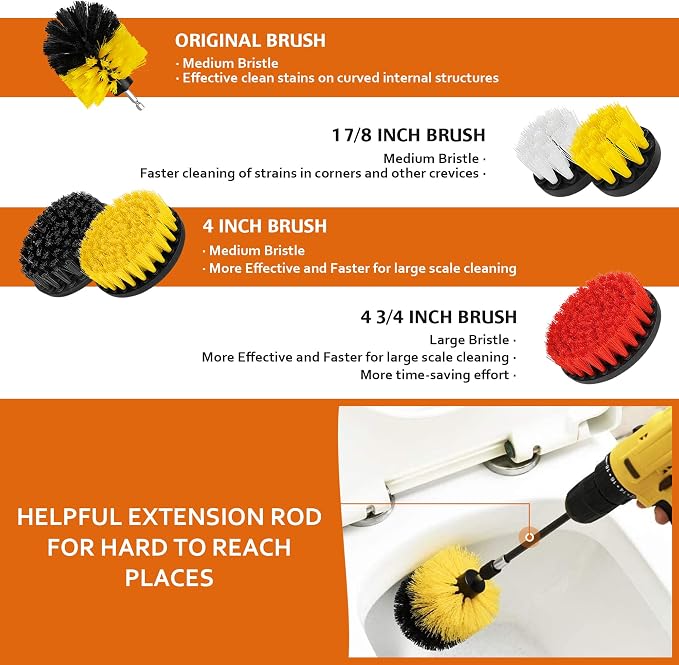 Drill Brush Attachments 20 PCS Scrub Pads & Sponge Power Scrubber Brush - Image 6