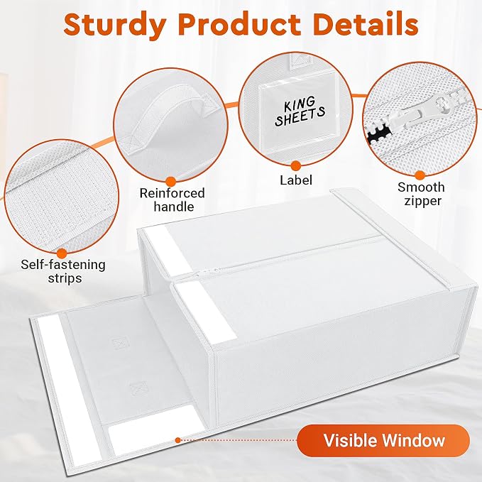 6 Pack Bed Sheet Closet Organizers and Storage, Sturdy Foldable Storage - Image 5