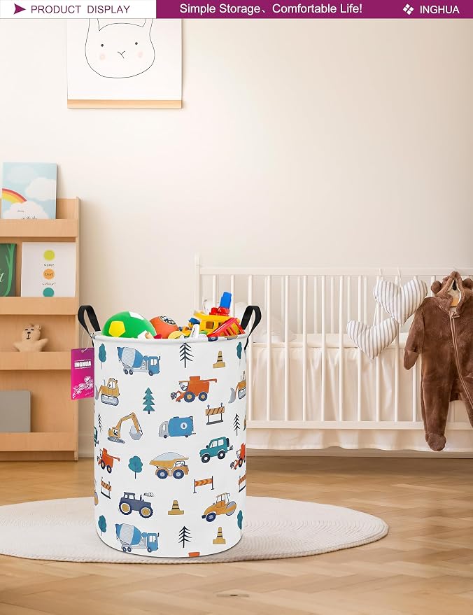 Laundry Hamper Large Canvas Fabric Lightweight Storage Basket/Toy - Image 5