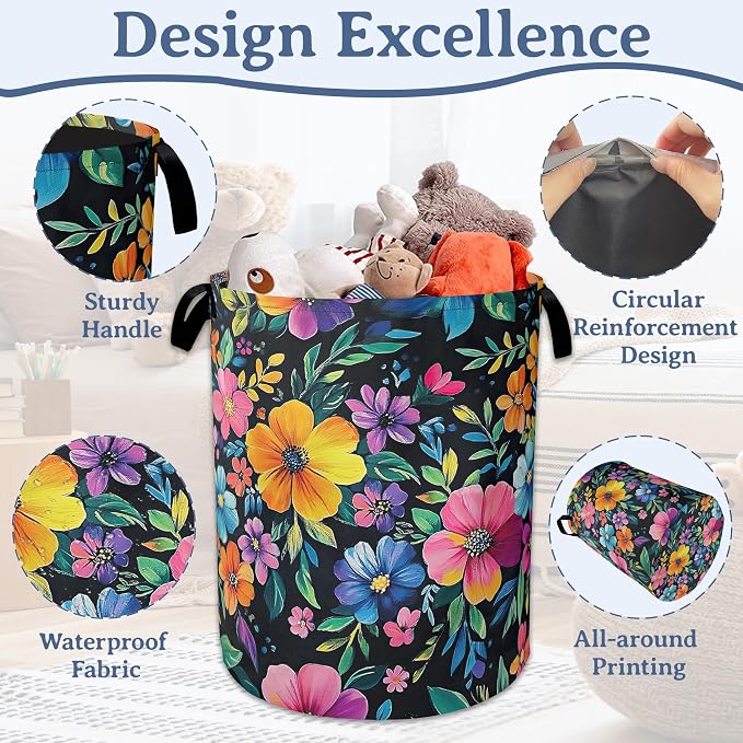 Vintage Spring Floral Laundry Hamper - Image 4