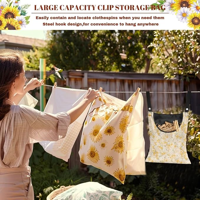 Clothes Pin Hanging Bag with Big Opening Storage Clothes Pins & Mini - Image 5