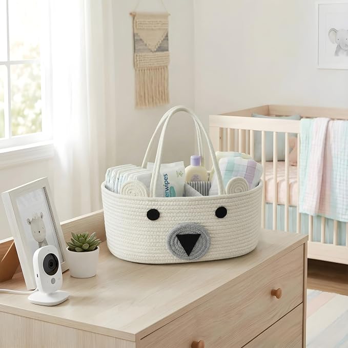 DECOMOMO Teddy Bear Basket, Diaper Caddy Basket, Baby Baskets - Image 2