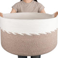 OIAHOMY 87L Extra Large Blanket Basket, Jumbo Laundry Hamper, Cotton Rope Basket by MasterofSpaceOptimization