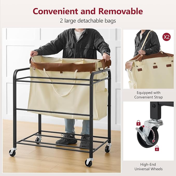 Tajsoon 350L Extra Large Laundry Hamper 6 Section, Heavy Duty Laundry Cart - Image 5