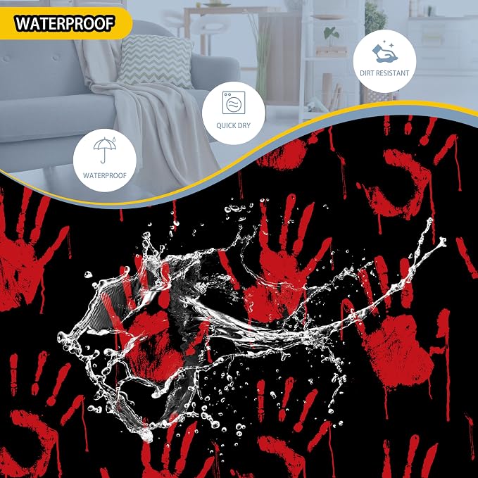 Blood Spatter Hand Print Laundry Basket Blood Drop Pattern Foldable Oxford - Image 4
