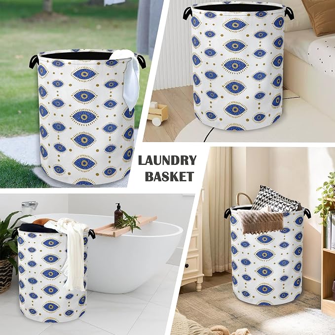 Evil Eyes Laundry Basket, Foldable Oxford Cloth Tote Bag Laundry Hamper Clothes - Image 4