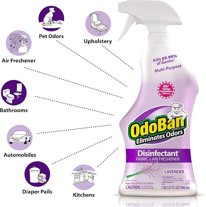 OdoBan Ready-to-Use Disinfectant and Odor Eliminator, 32 Ounces Each, Lavender - Image 5