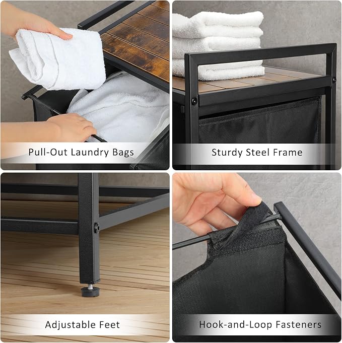 Pull Out Laundry Hamper 3 Compartment Laundry Sorter - Image 4