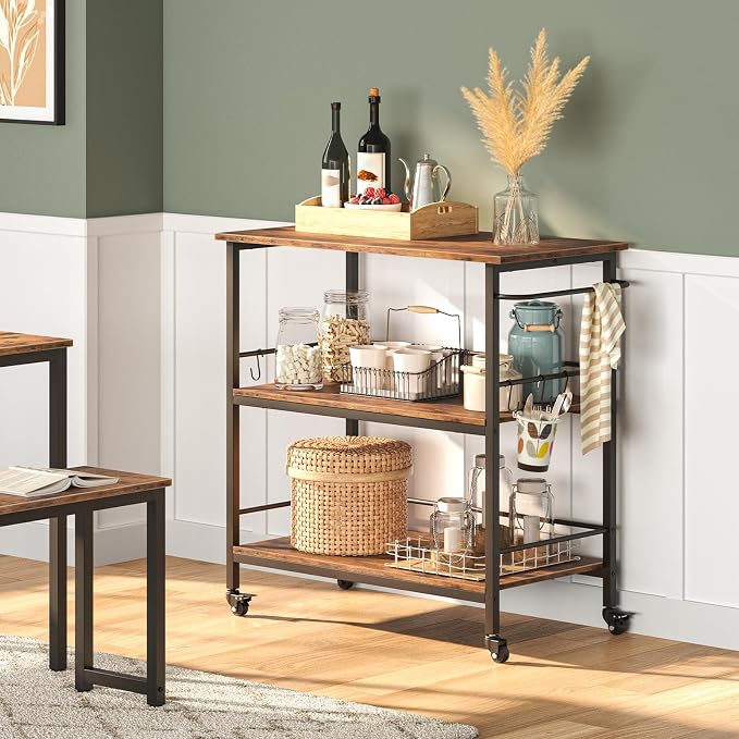HOOBRO Kitchen Island with Storage, Industrial Kitchen Counter with Hooks and - Image 9