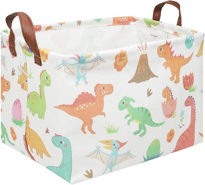 Rectangular Easter Dinosaur Basket, Waterproof kids toy storage box bedroom by FXOCSHE