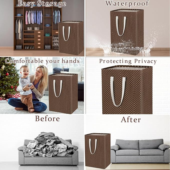 Waterproof Laundry Hamper Collapsible Laundry Basket Leather Handle Laundry Bag - Image 3