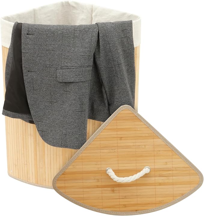 Laundry Hamper with Lid & Inner Bag Large Capacity Bamboo Laundry Basket Space by HJJWNDDNG