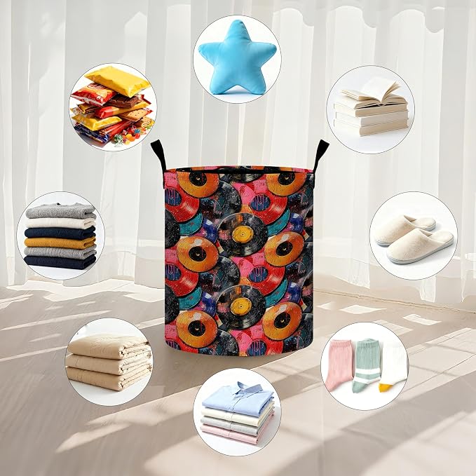 Vintage Music Laundry Basket Storage Bin Foldable Laundry Hamper Clothes - Image 5