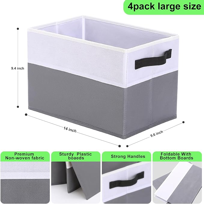 Large Shelf Storage Bins, Decorative Collapsible Storage Basket, Fabric Closet - Image 2
