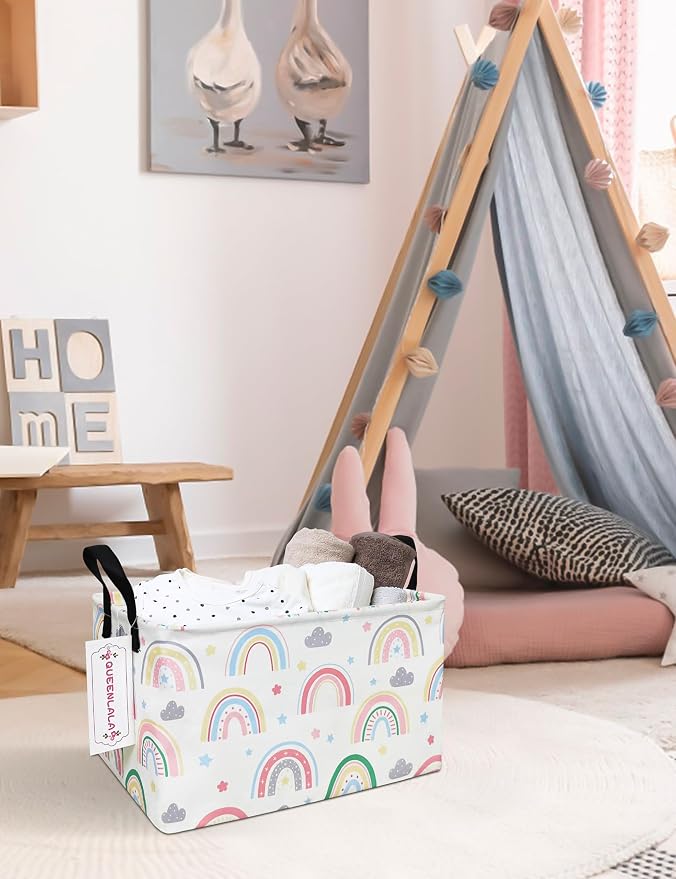 QUEENLALA Rectangular Laundry Hamper/Foldable Nursery Laundry Basket - Image 7