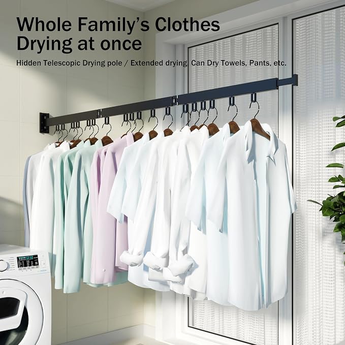 Clothes Drying Rack, Laundry Drying Rack, Wall Mounted Clothes Rack, Laundry - Image 8