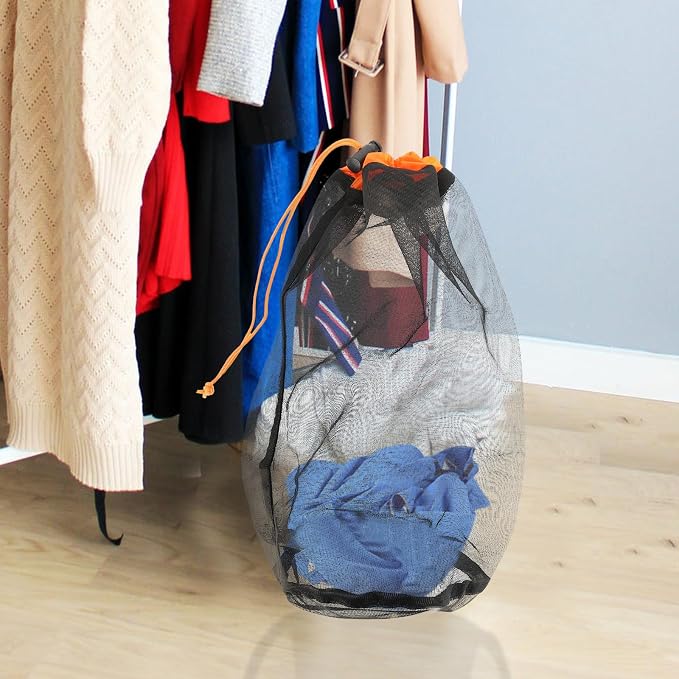 BESPORTBLE 2pcs Drawstring Mesh Travel Bag Clothes Pouch Portable Storage - Image 5