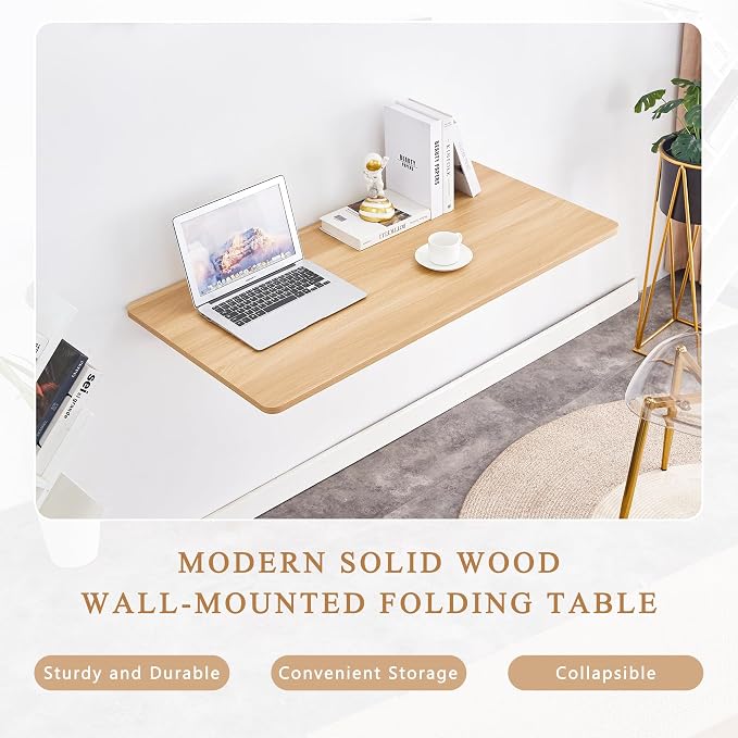 Wall Mounted Folding Table 45”L x 22”W, Space-Saving Desk - Image 7