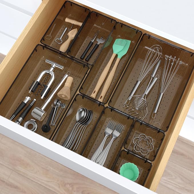 28 PCS Clear Plastic Drawer Organizers Set, 4 Size Desk Drawer Organizer Trays - Image 6