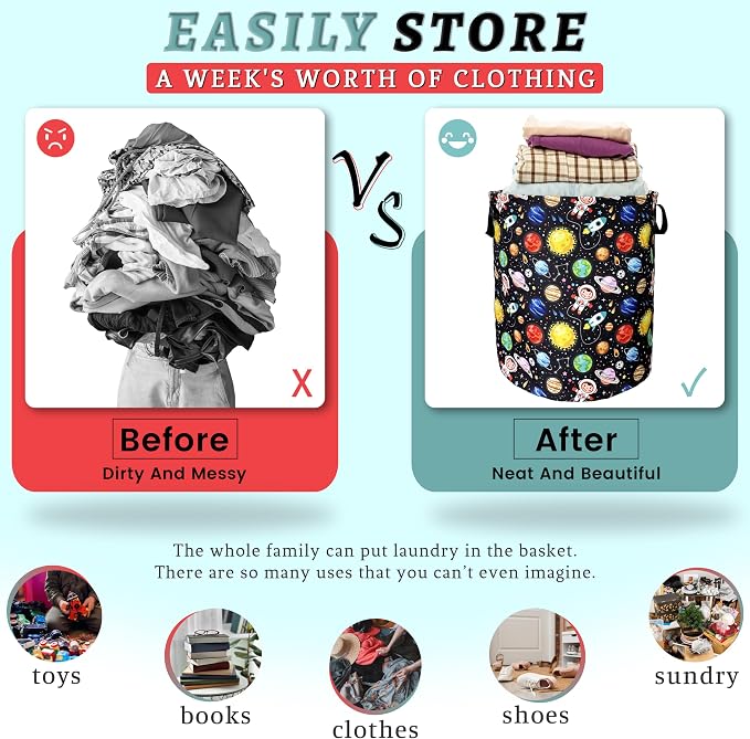 Funny Astronaut Laundry Basket Foldable - Image 3