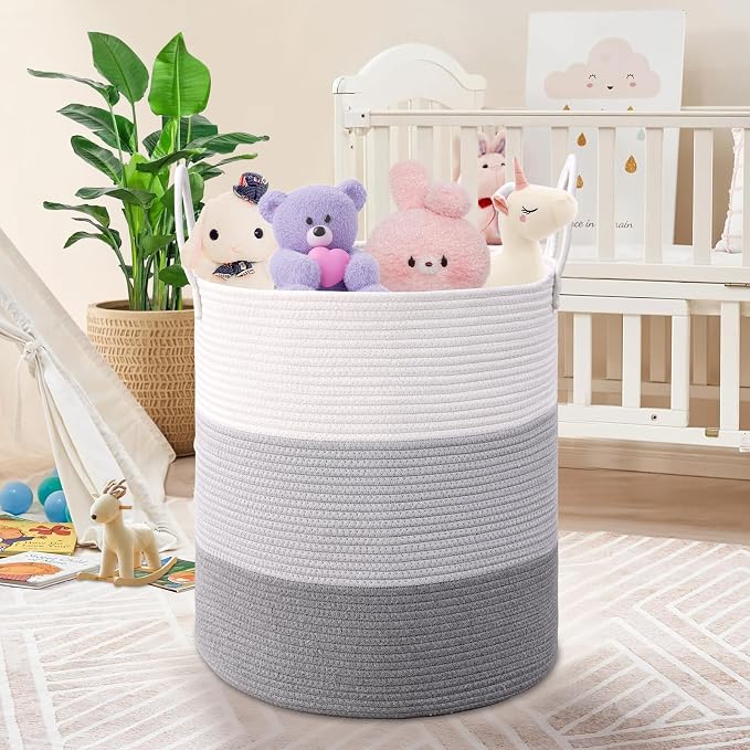 Laundry Hamper for Organizing, 52L Tall Laundry Baskets, Cotton Rope Woven - Image 7