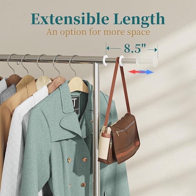 Simple Trending Standard Rod Clothing Garment Rack, Rolling Clothes Organizer - Image 3