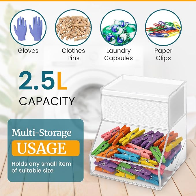 2-Compartment Acrylic Storage Container, Laundry Pods and Dryer Sheet Dispenser - Image 5