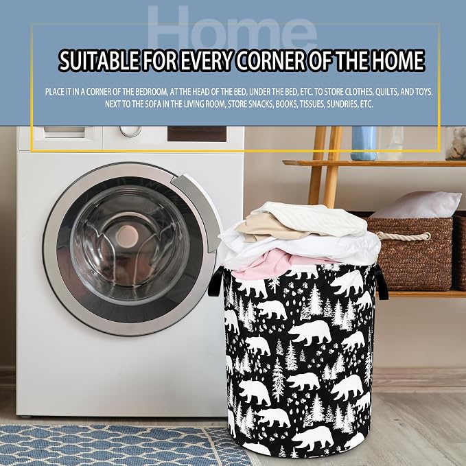Bear Laundry Basket Forest Bear Paw Foldable Oxford Cloth Funny Tote Bag - Image 7