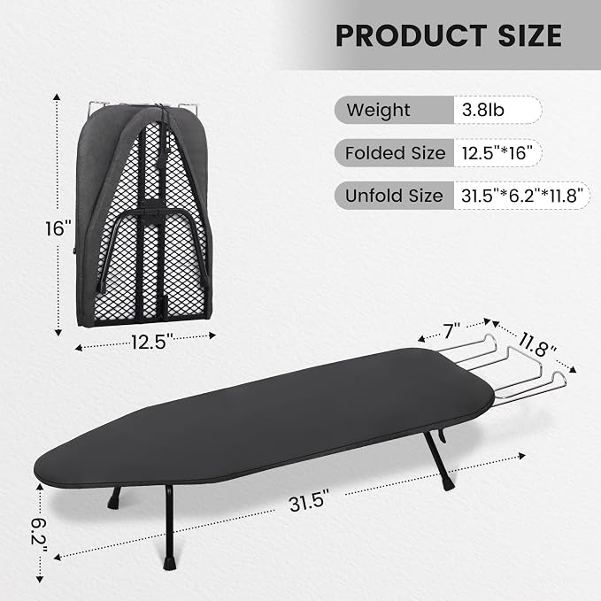 Small Ironing Board, Foldable Table Top Ironing Board Compact, Portable - Image 7