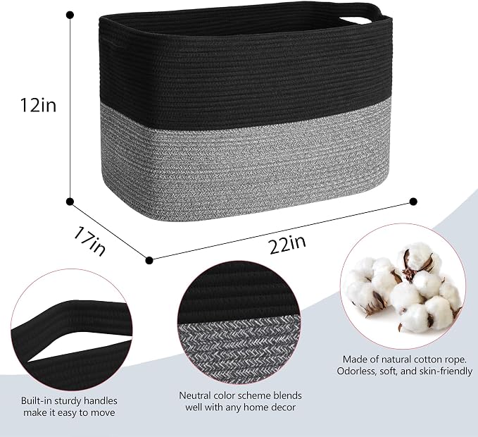 Extra Large Storage Baskets, Rectangle Woven Basket - Image 2
