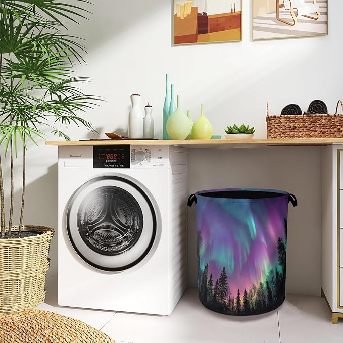 Aurora Forest Laundry Basket, Foldable - Image 8