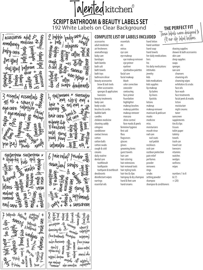 Talented Kitchen Bathroom Organization Labels White Script - Image 9
