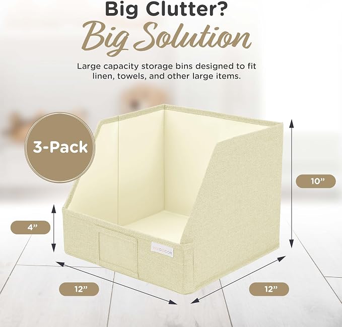 Trapezoid Closet Bins for Shelves – 12x12x10 Fabric Storage Baskets, - Image 4