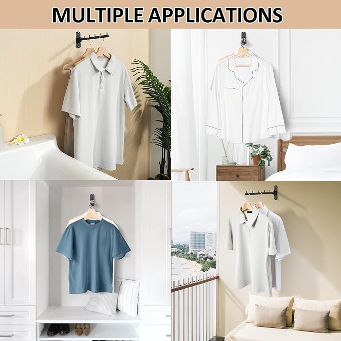 Swing Clothes Hanger Rack, Garment Racks Folding Clothes Bar Wall Mounted - Image 5