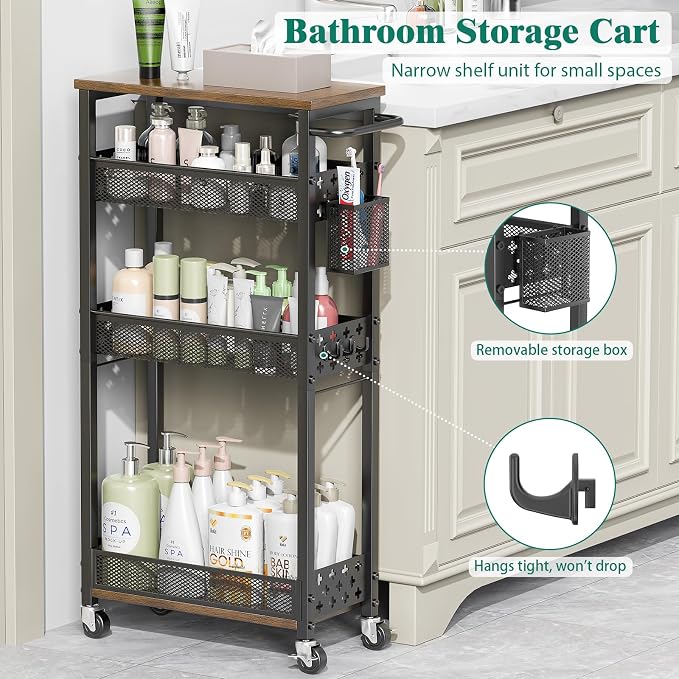 Slim Storage Cart 4 Tier Laundry Cart - Image 9