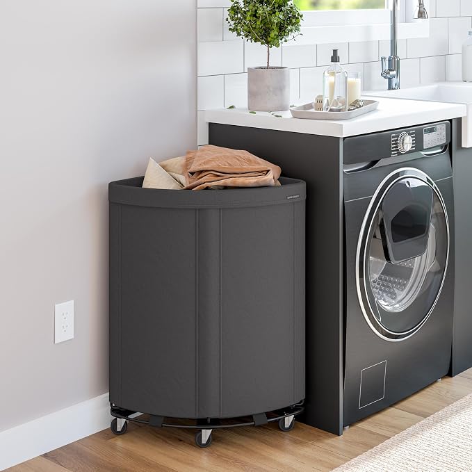 Seville Classics Large Commercial Heavy Duty Rolling Steel Frame Laundry Hamper - Image 2