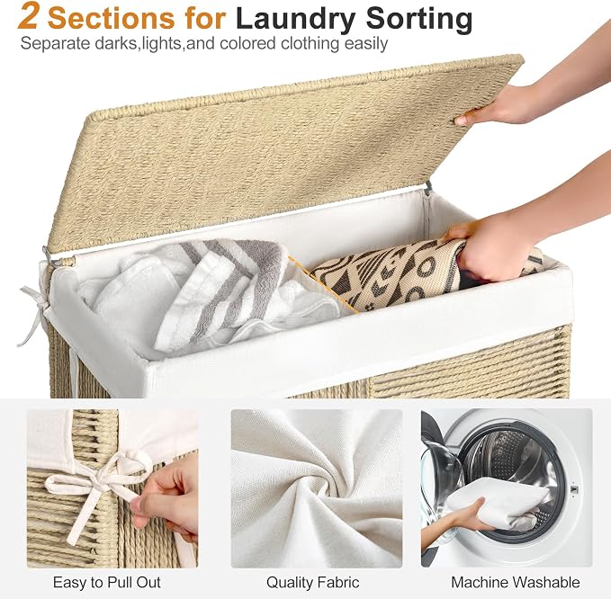 WOWLIVE Double Laundry Hamper - Image 6