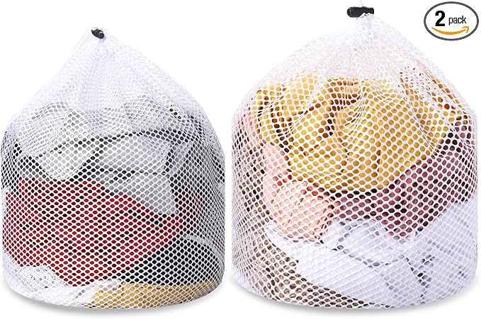 2pcs Mesh Laundry Bags for Socks, Machine Washable Drawstring Design Travel by Mozeat+Lens