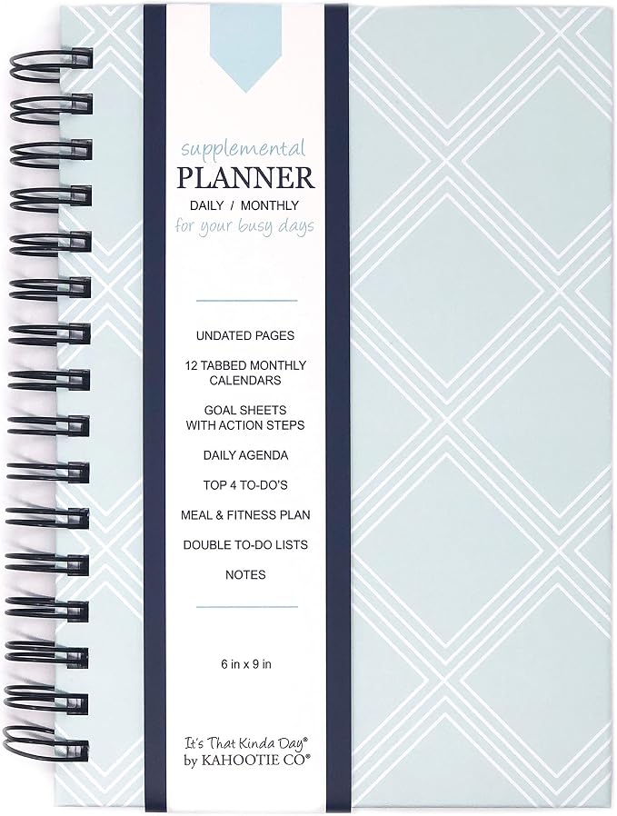 Daily Planner Undated, Hourly Agenda, Food and Fitness Plan, Daily To Do List by KahootieCo
