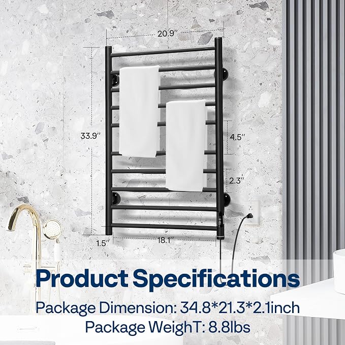 VIVOHOME Electric Heated Towel Rack - Image 6