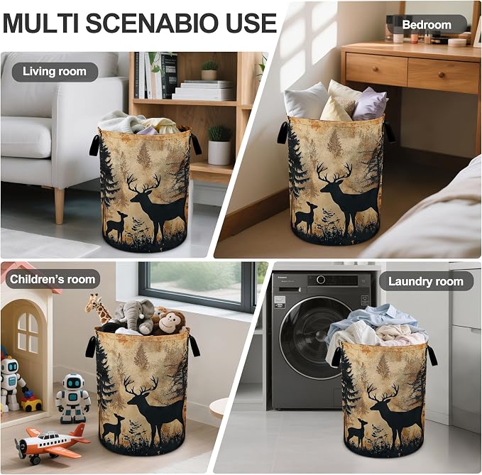 Forest Deer Laundry Basket Laundry Hamper - Image 5