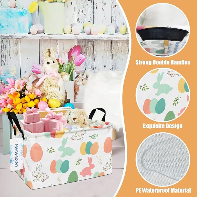 LANGYASHAN Rectangular Storage Bin Collapse Canvas Fabric Cartoon Storage Basket - Image 3