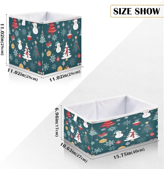 senya Large Storage Bins Christmas Pattern Snowflakes Collapsible Foldable - Image 3