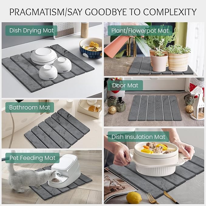Stone Dish Drying Mat Collapsible Diatomaceous Earth Absorbent Mat Quick Dish - Image 7